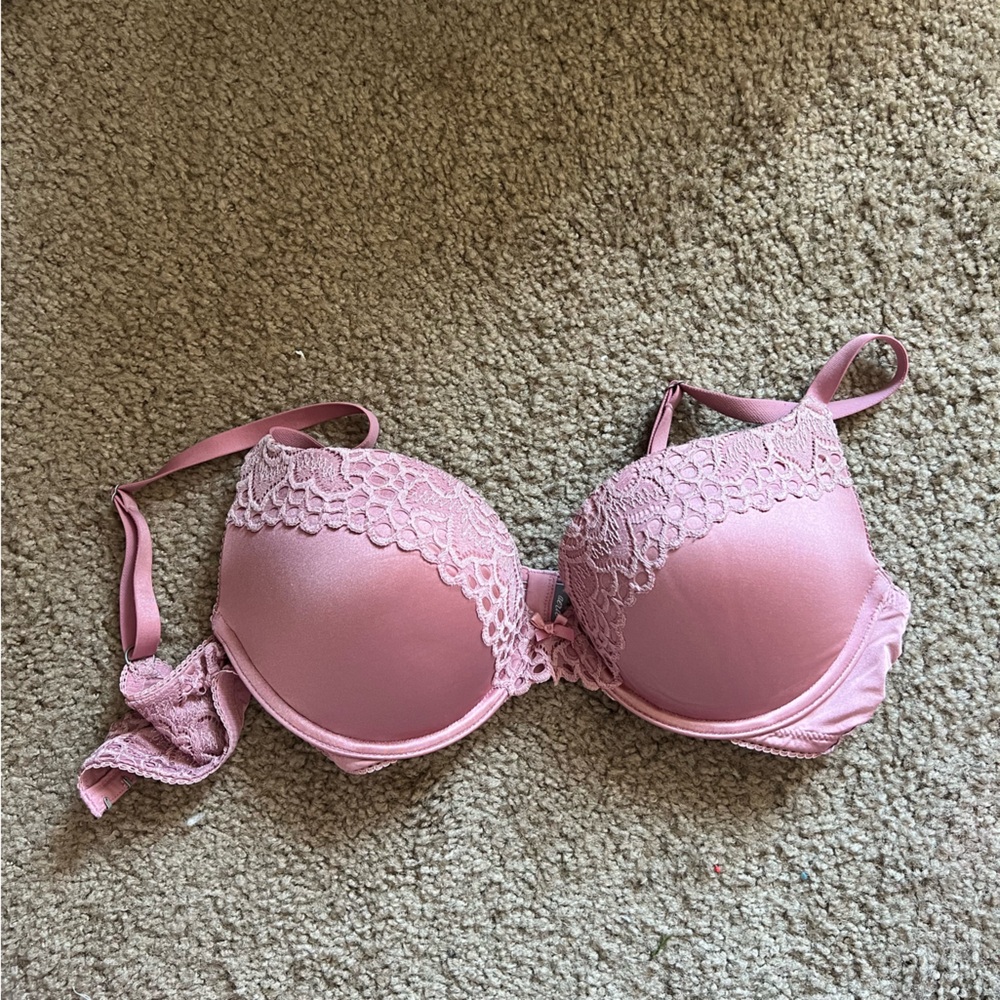 Aerie Pink Lace Trim Brooke Bra with Underwire